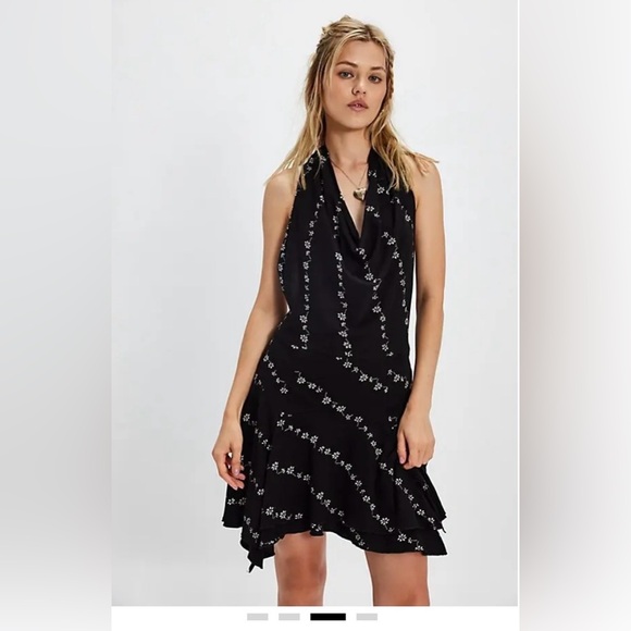 Free People Dresses & Skirts - Black Floral Halter Neck Women’s Dress
